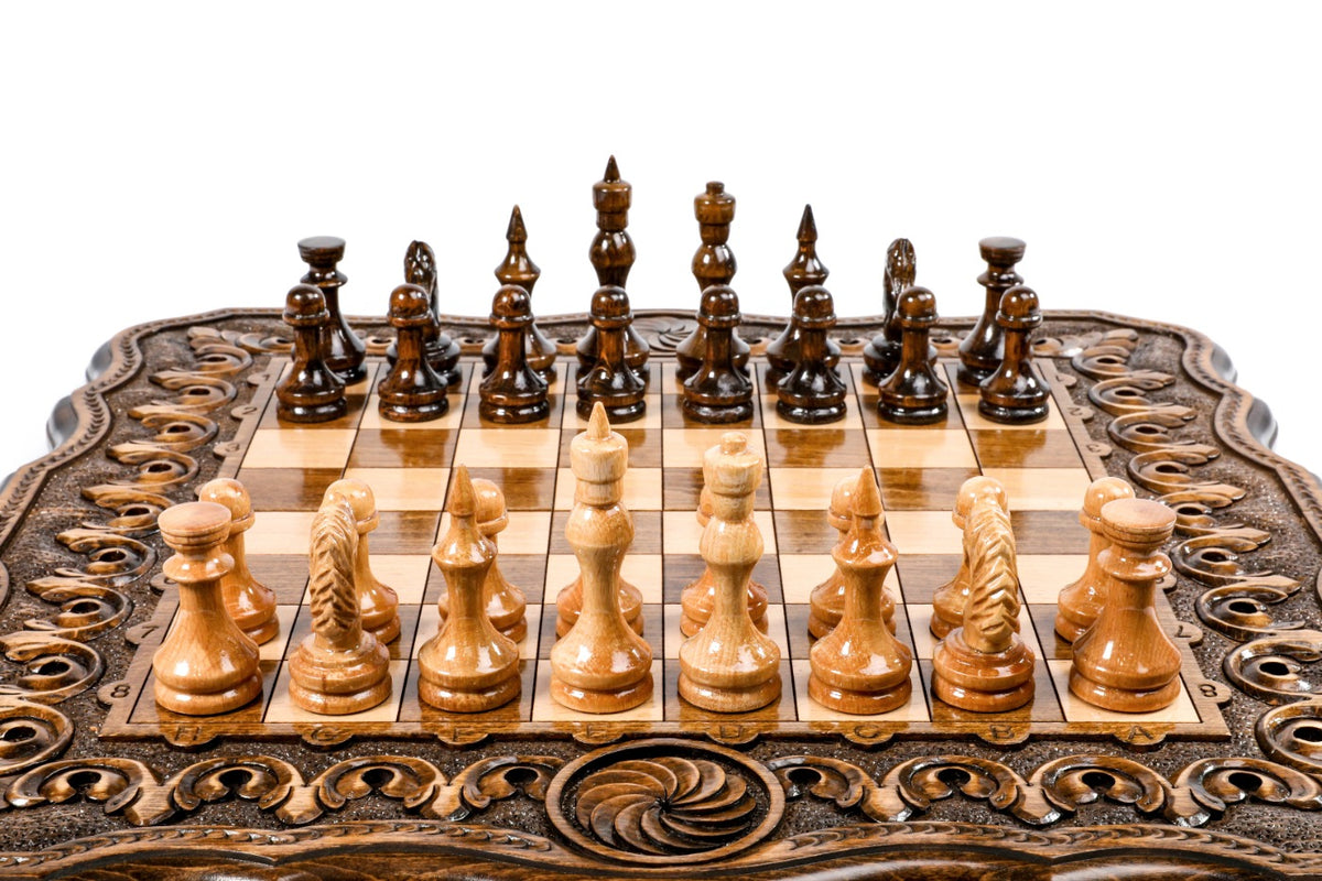 Handmade Wooden Chess and Backgammon Set with Armenian Ornament, 50 cm - photo 5