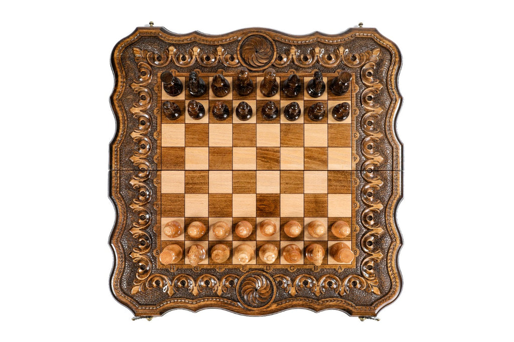 Handmade Wooden Chess and Backgammon Set with Armenian Ornament, 50 cm - photo 6