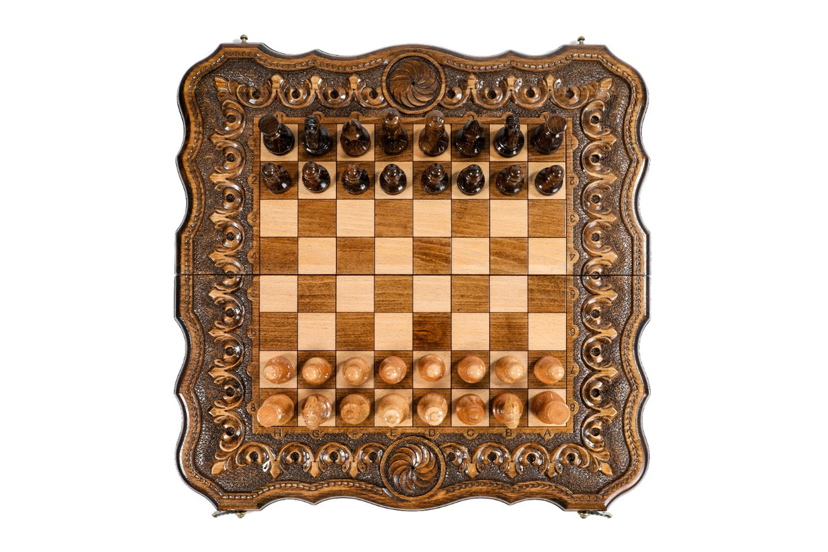 Handmade Wooden Chess and Backgammon Set with Armenian Ornament, 50 cm - photo 6