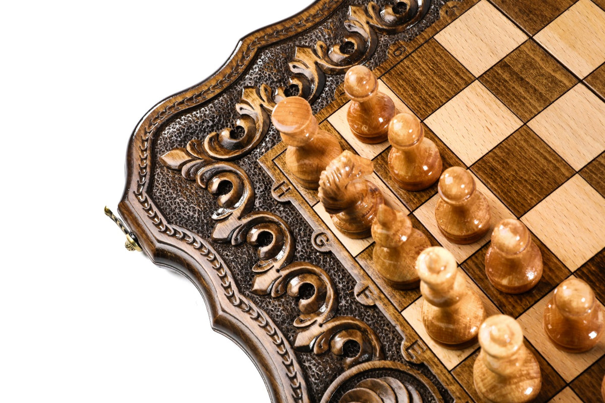 Handmade Wooden Chess and Backgammon Set with Armenian Ornament, 50 cm - photo 10