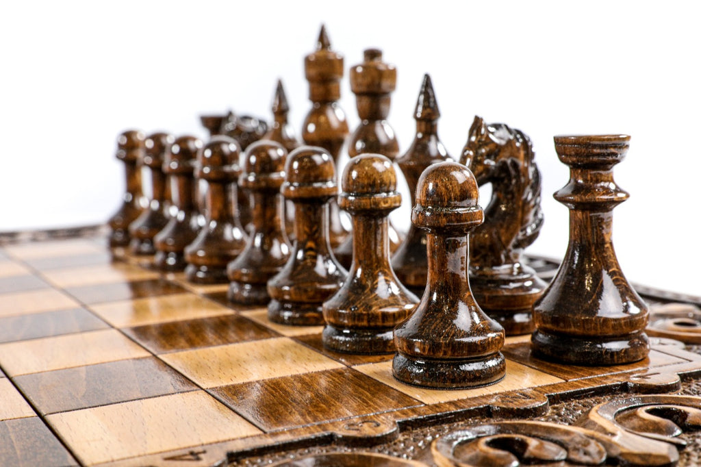 Handmade Wooden Chess and Backgammon Set with Armenian Ornament, 50 cm - photo 11