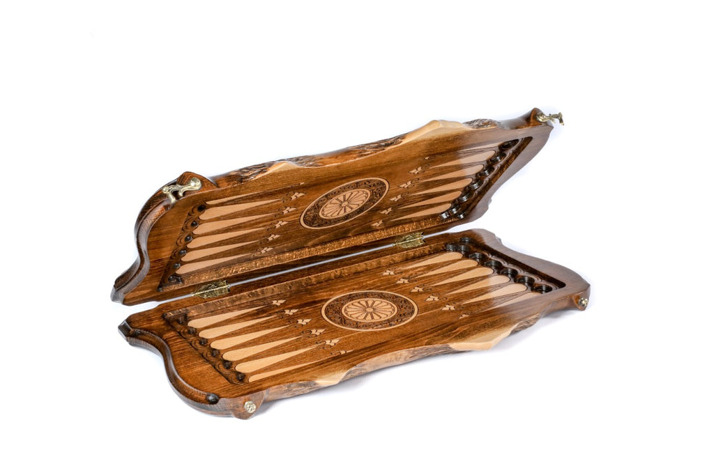 Handmade Wooden Backgammon Set with Etchmiadzin Cathedral and Ararat Outline, 50 cm - photo 5