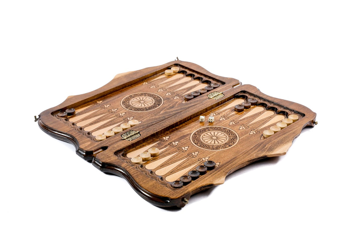 Handmade Wooden Backgammon Set with Etchmiadzin Cathedral and Ararat Outline, 50 cm - photo 3