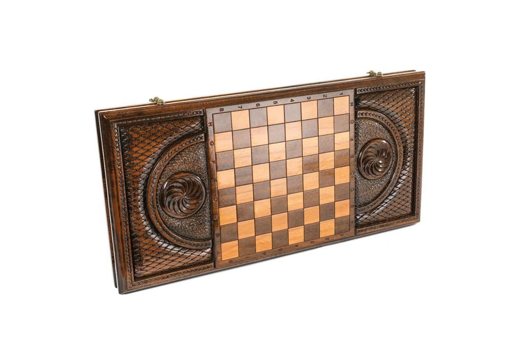 Handmade Wooden Backgammon Set with Etchmiadzin Cathedral, 60 cm - photo 4