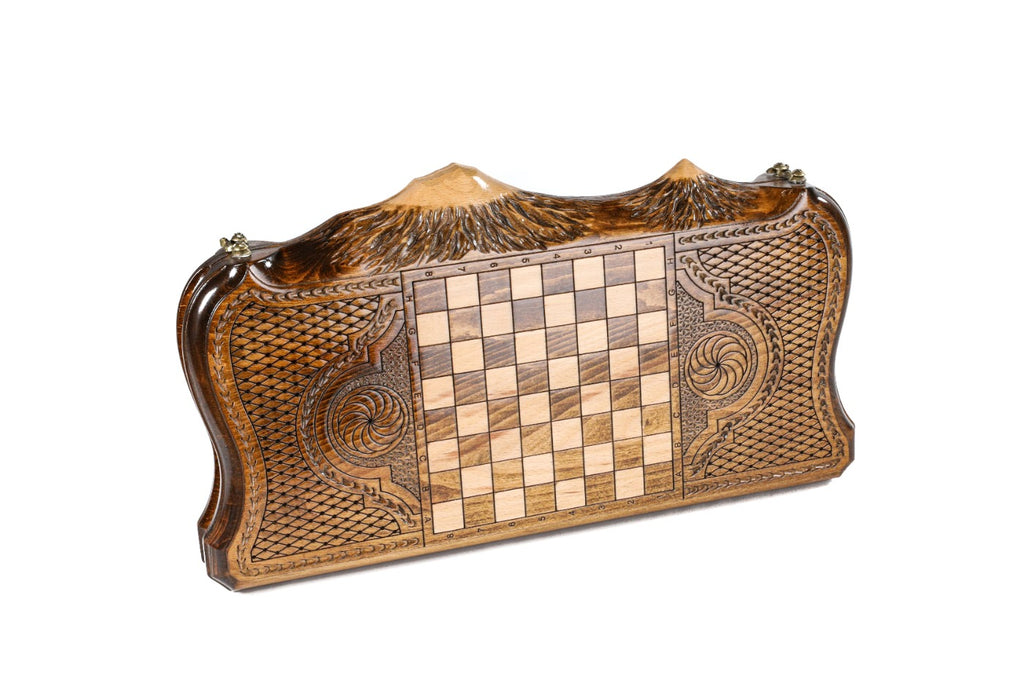 Handmade Wooden Backgammon Set with Church of St. Gayane and Ararat Outline, 40 cm - photo 4