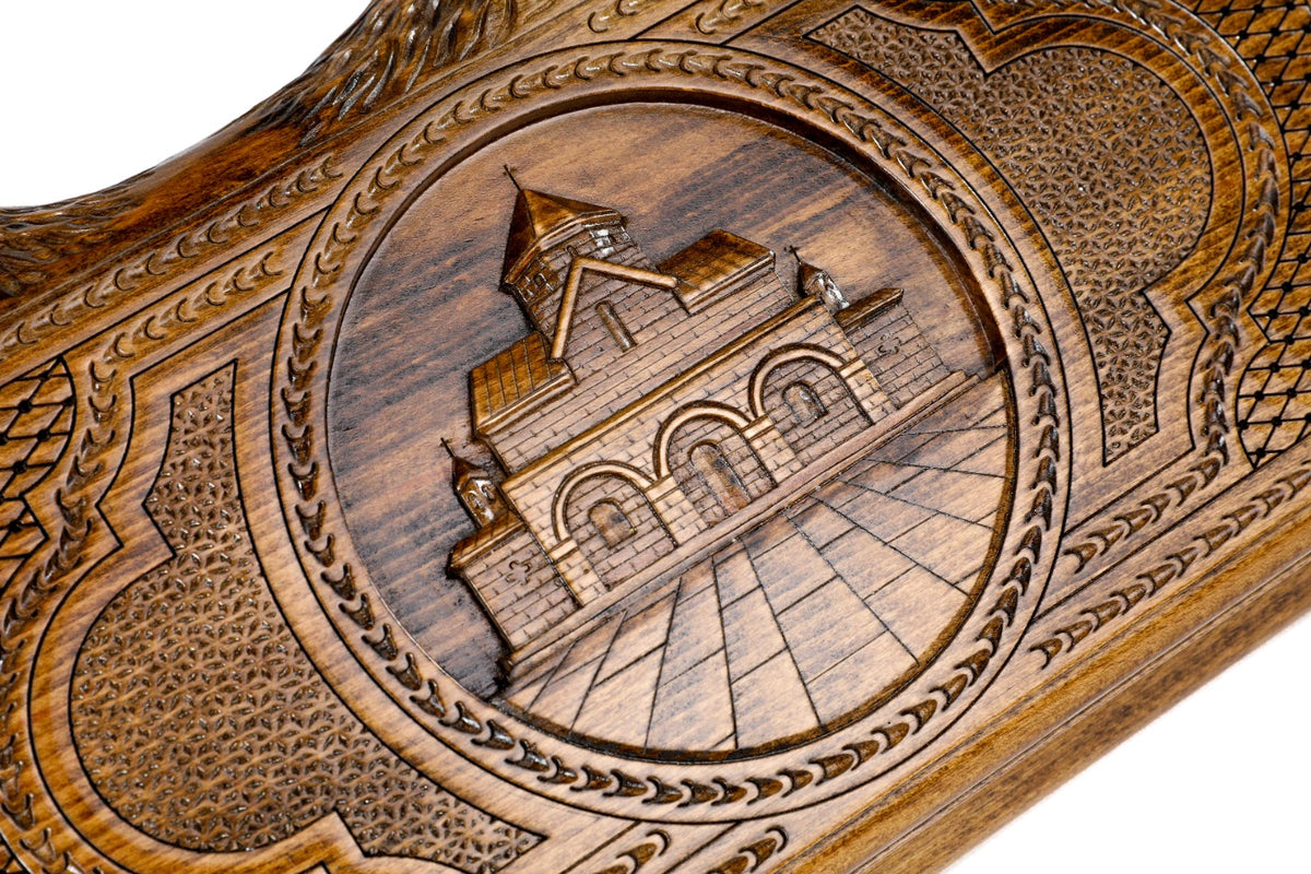 Handmade Wooden Backgammon Set with Church of St. Gayane and Ararat Outline, 40 cm - photo 2