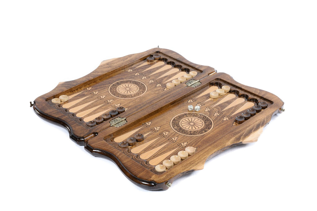 Handmade Wooden Backgammon Set with Khor Virap Monastery, Hayastan and Ararat Outline, 40 cm - photo 3