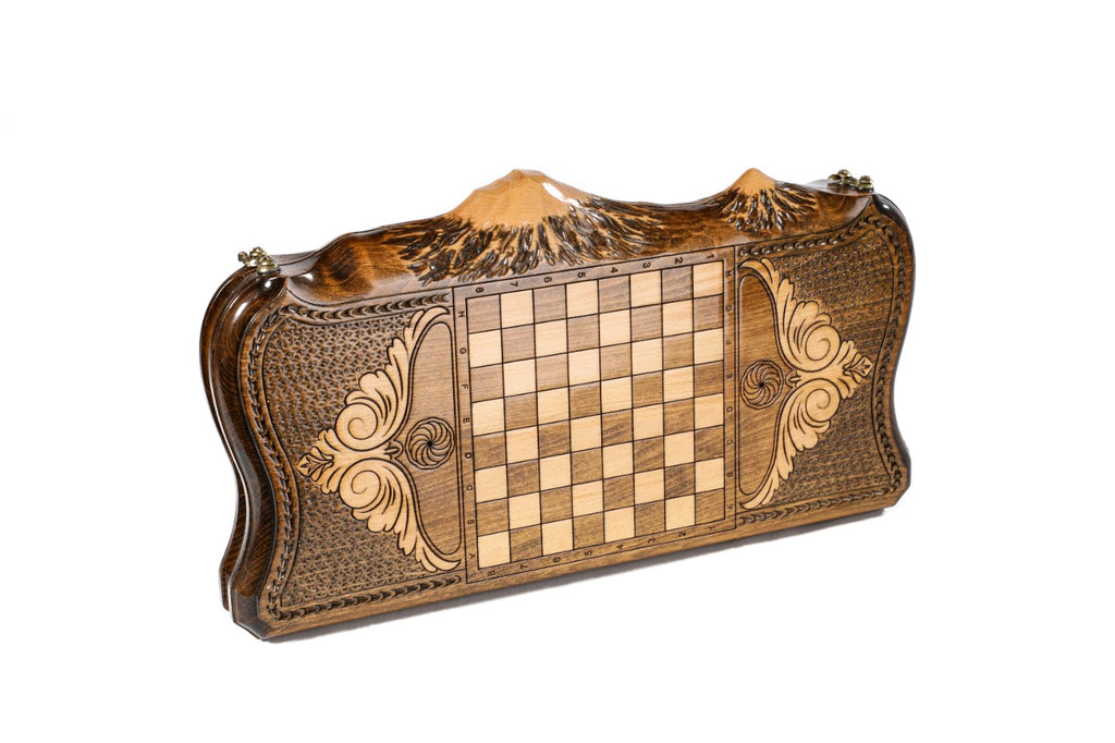 Handmade Wooden Backgammon Set with Khor Virap Monastery, Hayastan and Ararat Outline, 40 cm - photo 4