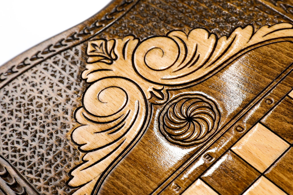 Handmade Wooden Backgammon Set with Khor Virap Monastery, Hayastan and Ararat Outline, 40 cm - photo 8
