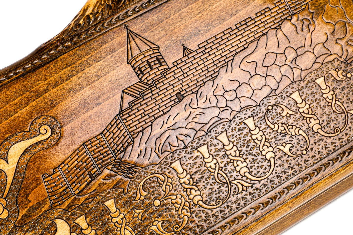 Handmade Wooden Backgammon Set with Khor Virap Monastery, Hayastan and Ararat Outline, 40 cm - photo 5