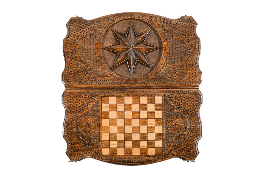 Handmade Wooden Backgammon Set with Octagram, 60 cm - photo 11