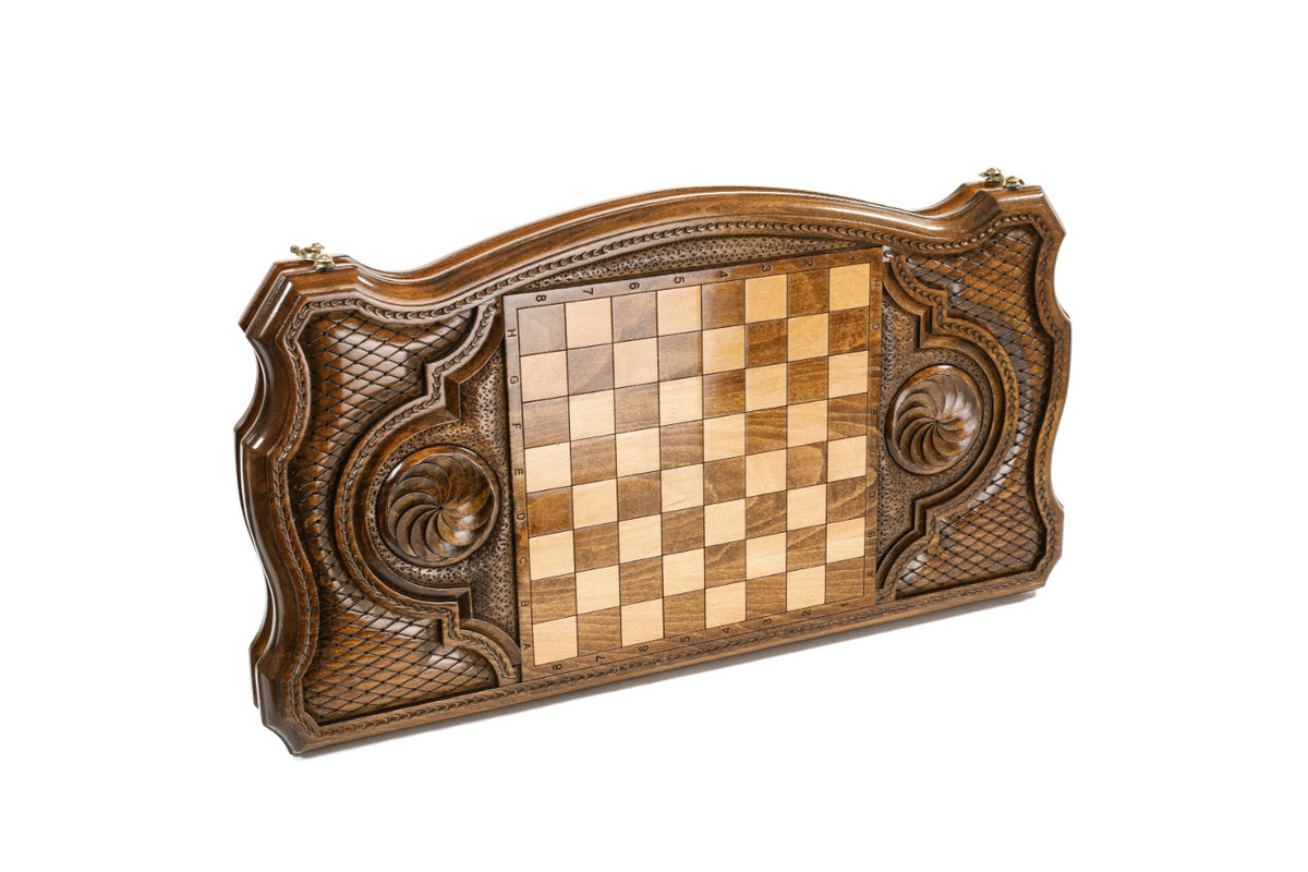 Handmade Wooden Backgammon Set with Dagestan Coat of Arms, 60 cm - photo 4