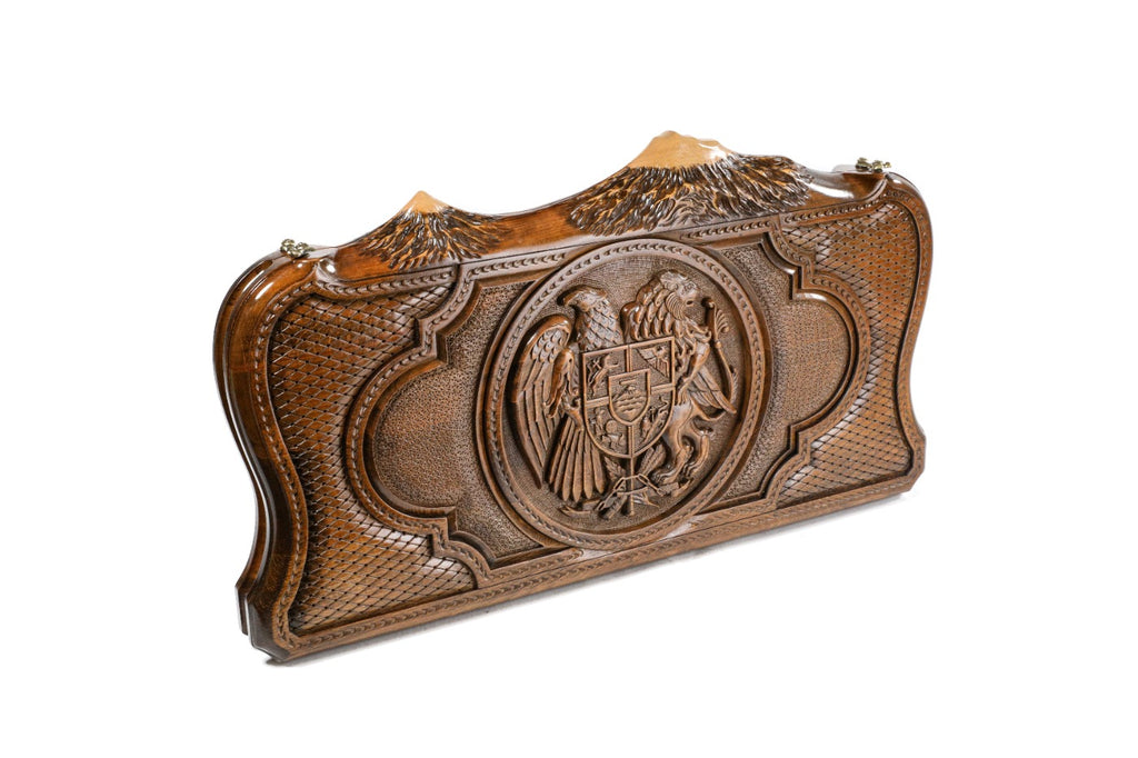 Handmade Wooden Backgammon Set with Armenian Coat of Arms and Ararat Outline, 60 cm - photo 6