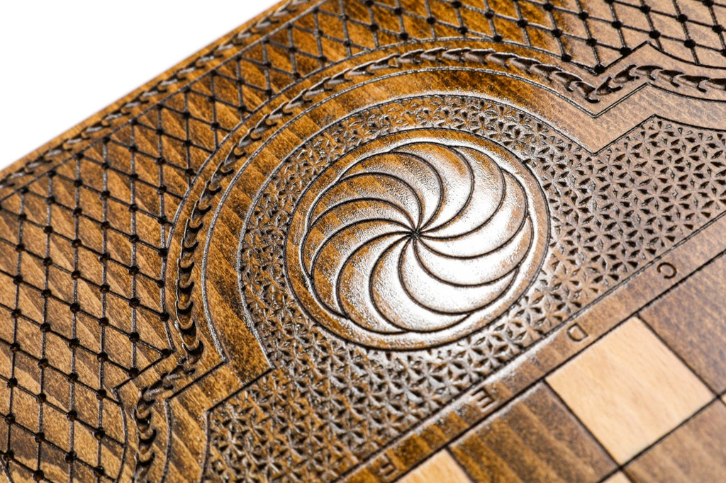 Handmade Wooden Backgammon Set with Armenian Coat of Arms, 60 cm - photo 12