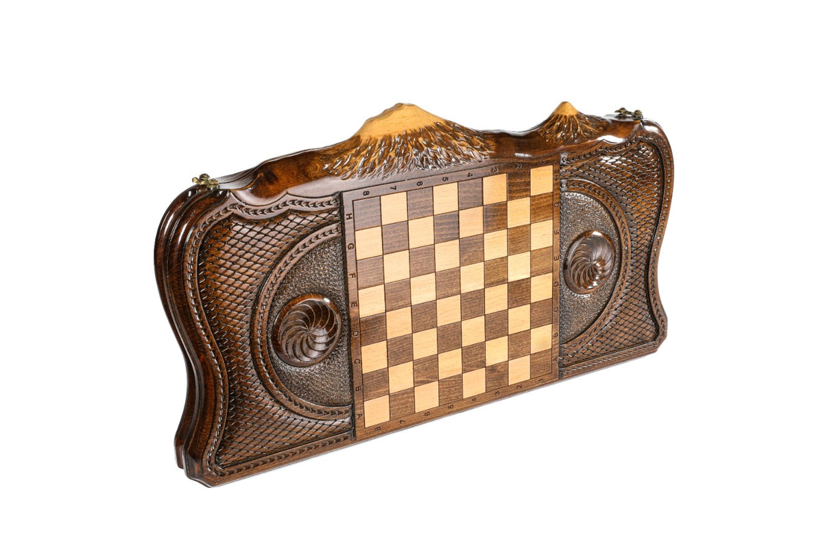 Handmade Wooden Backgammon Set with Khor Virap Monastery, Hayastan and Ararat Outline, 60 cm - photo 4