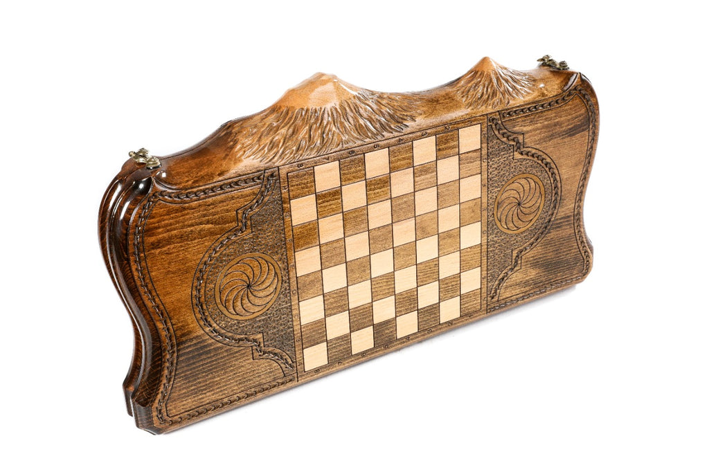 Handmade Wooden Backgammon Set with Church of St. Hripsime and Ararat Outline, 50 cm - photo 4