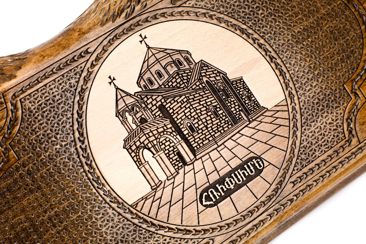 Handmade Wooden Backgammon Set with Church of St. Hripsime and Ararat Outline, 50 cm - photo 2