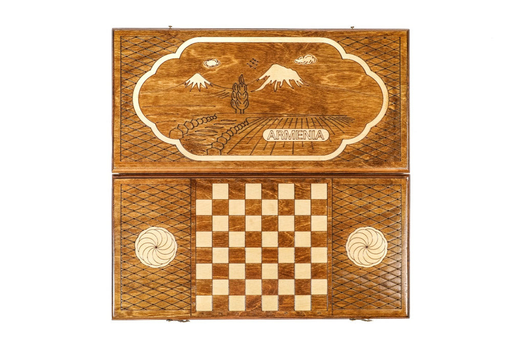 Handmade Wooden Backgammon Set with Mount Ararat, 50 cm - photo 11