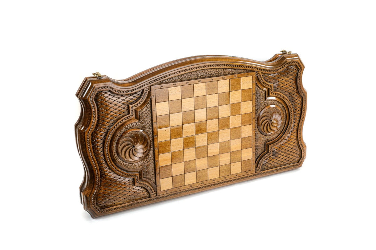 Handmade Wooden Backgammon Set with Uzbekistan Coat of Arms, 60 cm - photo 4