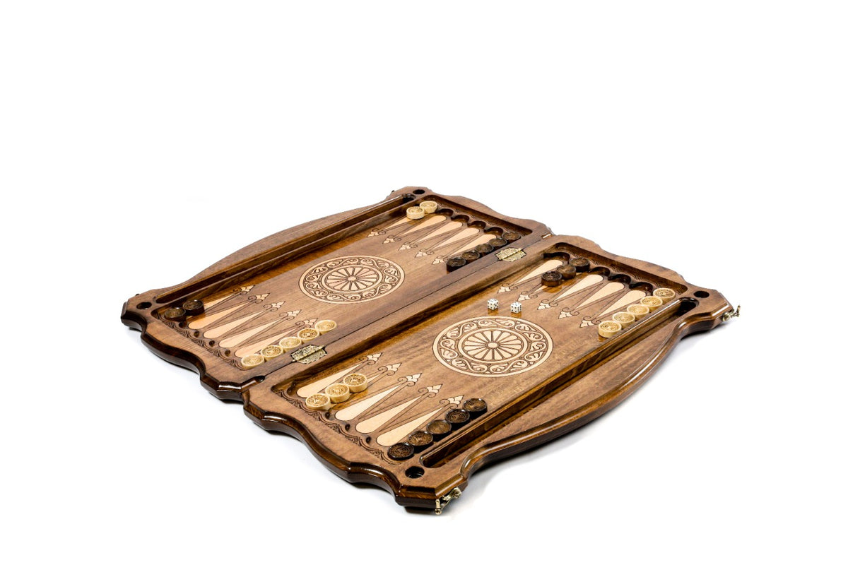 Handmade Wooden Backgammon Set with Chechen Coat of Arms, 60 cm - photo 3