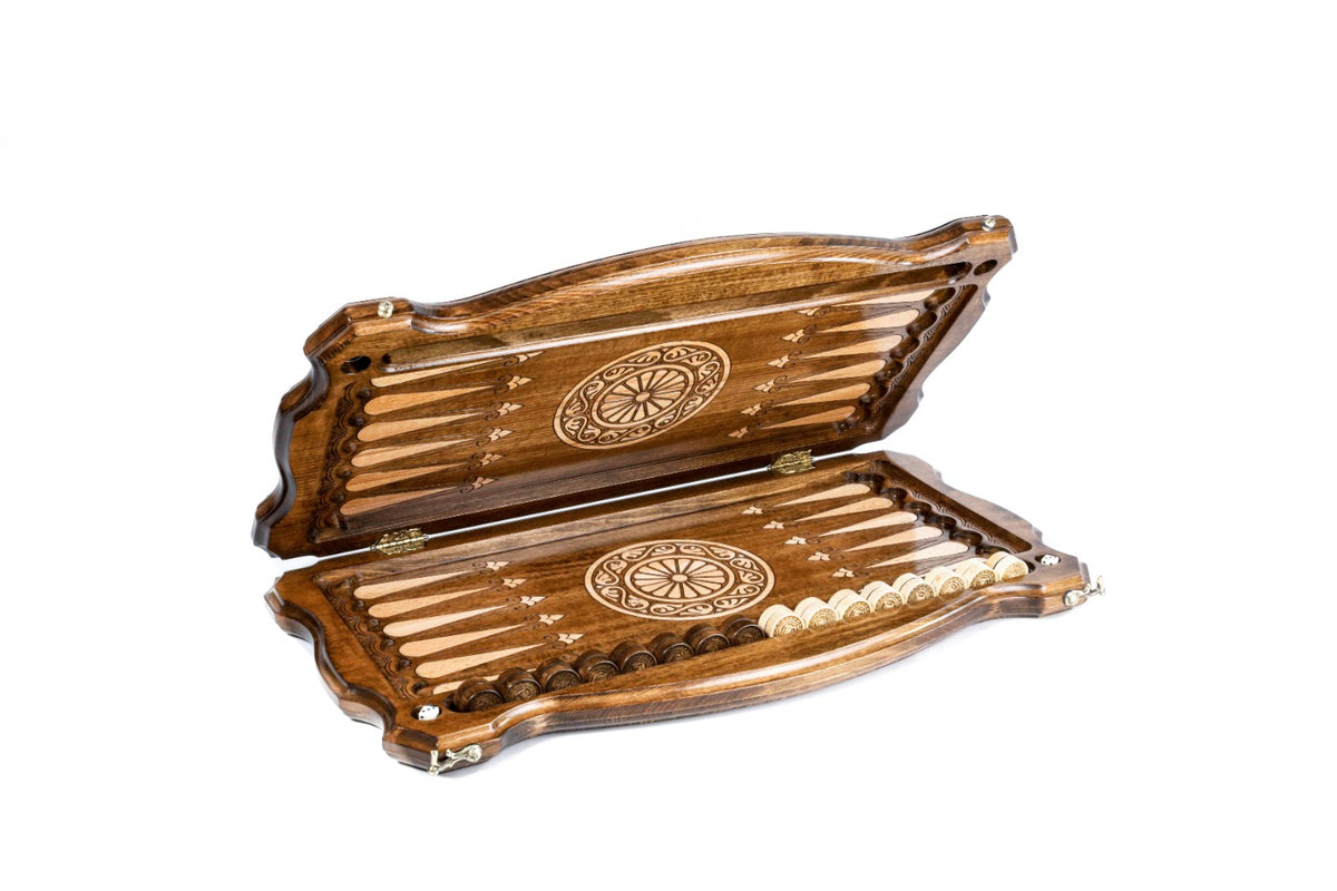 Handmade Wooden Backgammon Set with Chechen Coat of Arms, 60 cm - photo 5