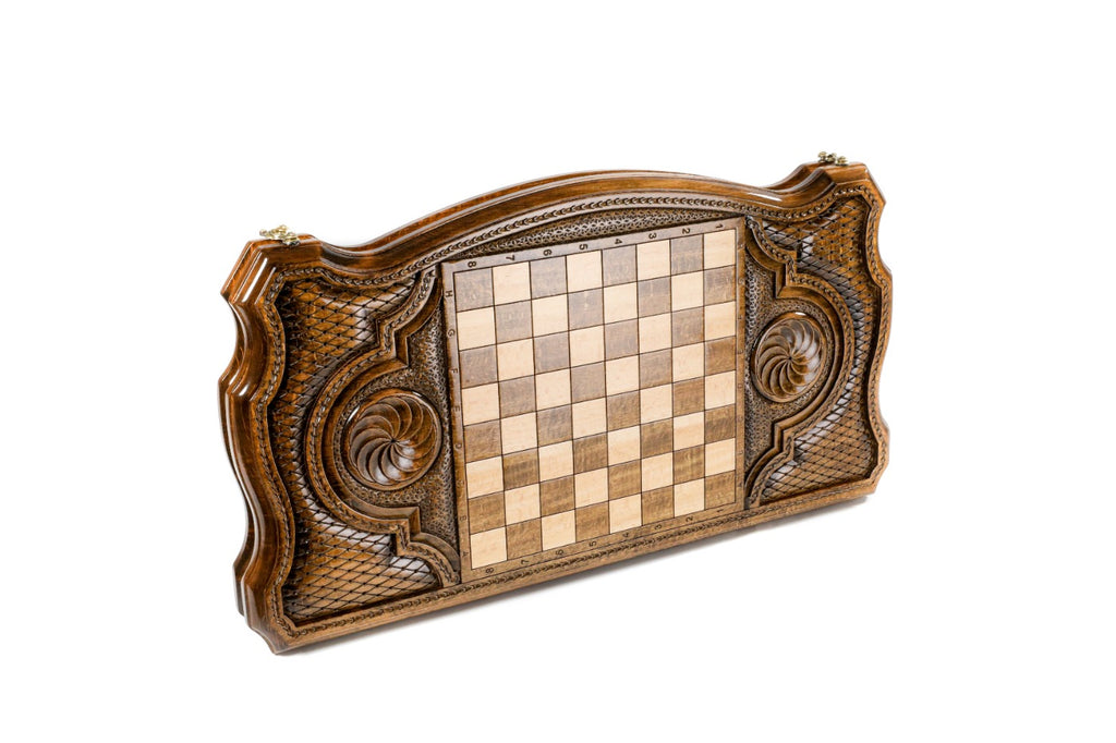 Handmade Wooden Backgammon Set with Chechen Coat of Arms, 60 cm - photo 4