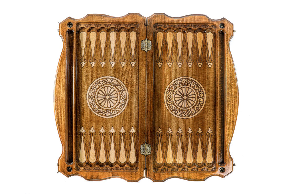 Handmade Wooden Backgammon Set with Chechen Coat of Arms, 60 cm - photo 12