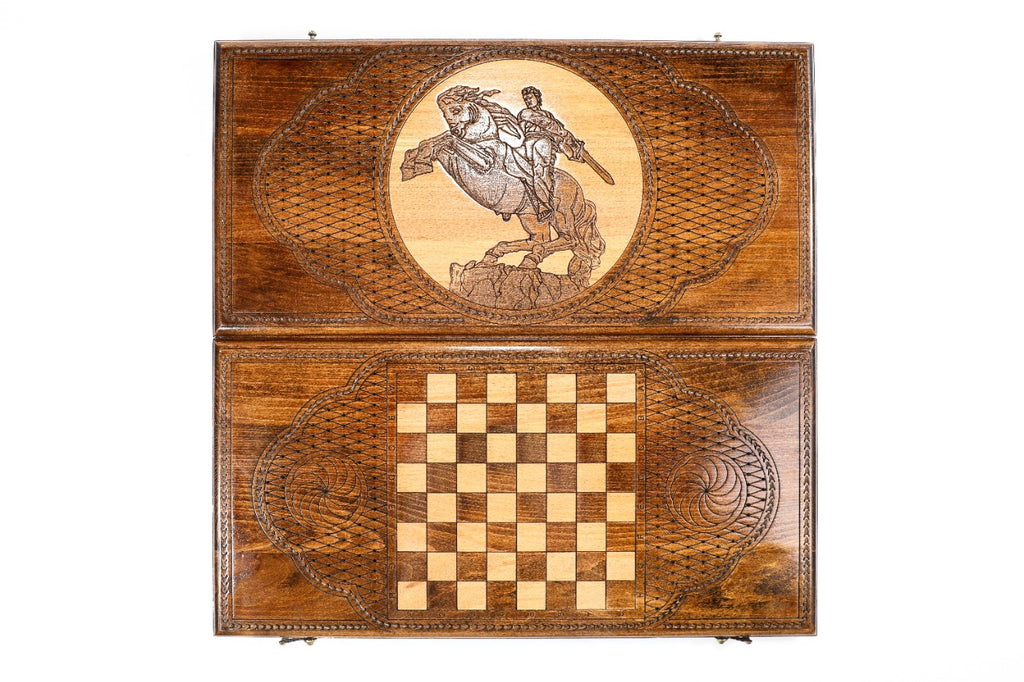 Handmade Wooden Backgammon Set with David of Sassoun, 60 cm - photo 11