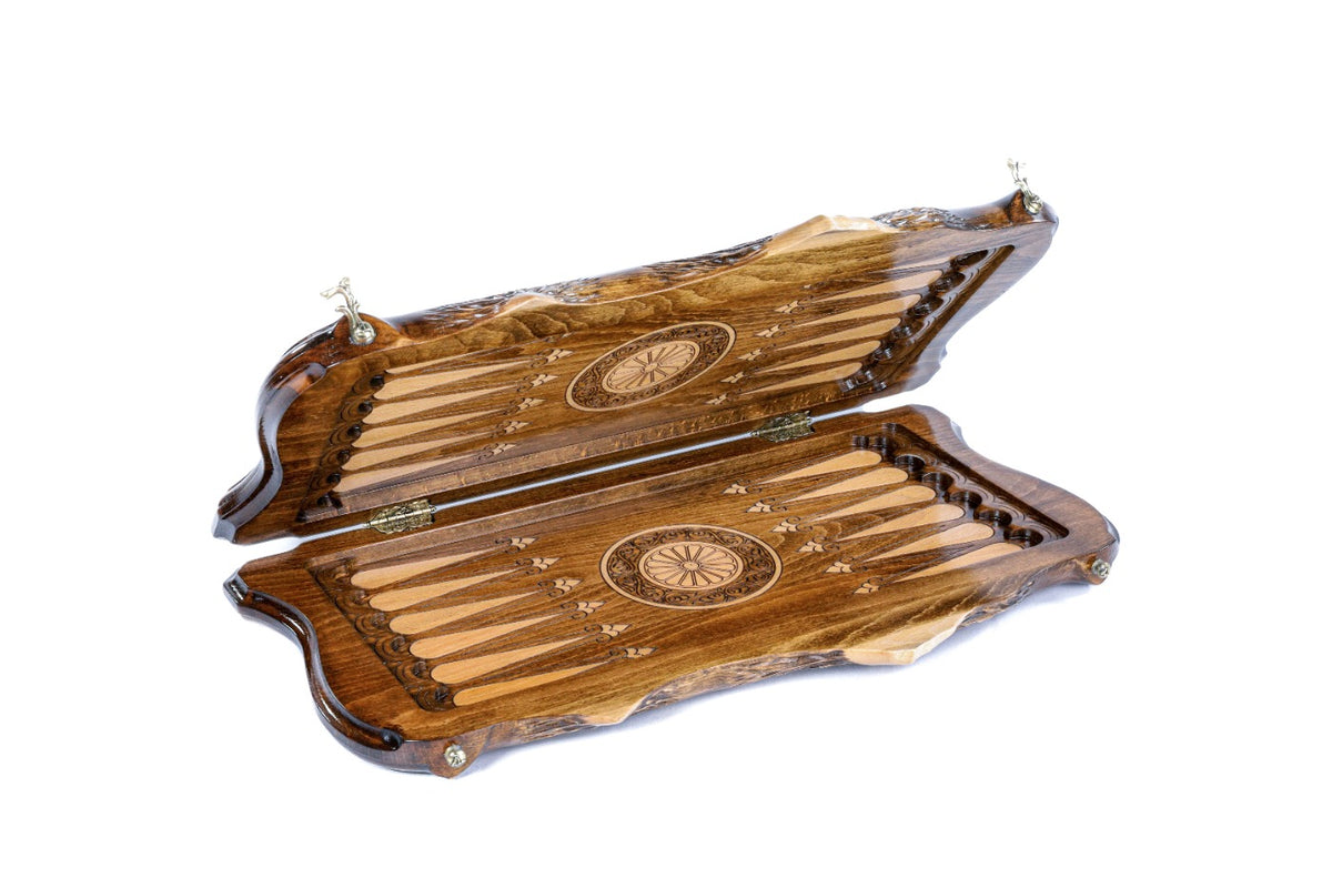 Handmade Wooden Backgammon Set with Armenian Coat of Arms and Ararat Outline, 40 cm - photo 5