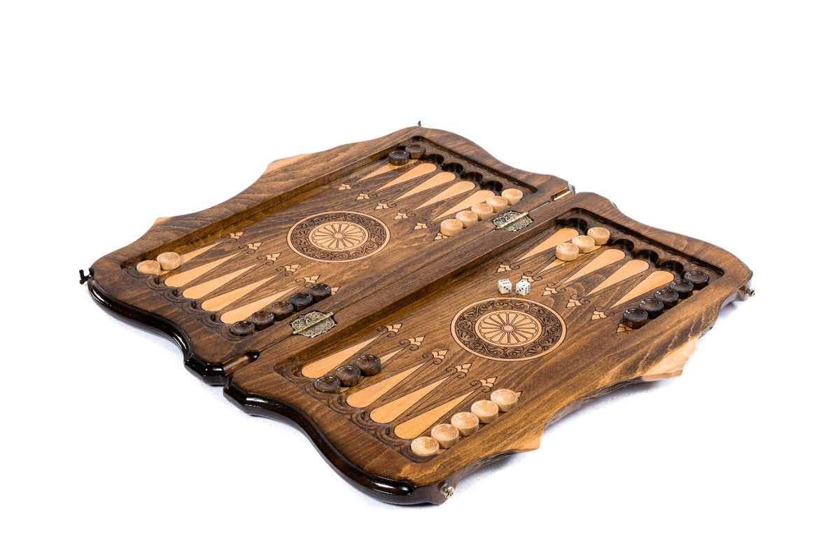 Handmade Wooden Backgammon Set with Armenian Coat of Arms and Ararat Outline, 40 cm - photo 3