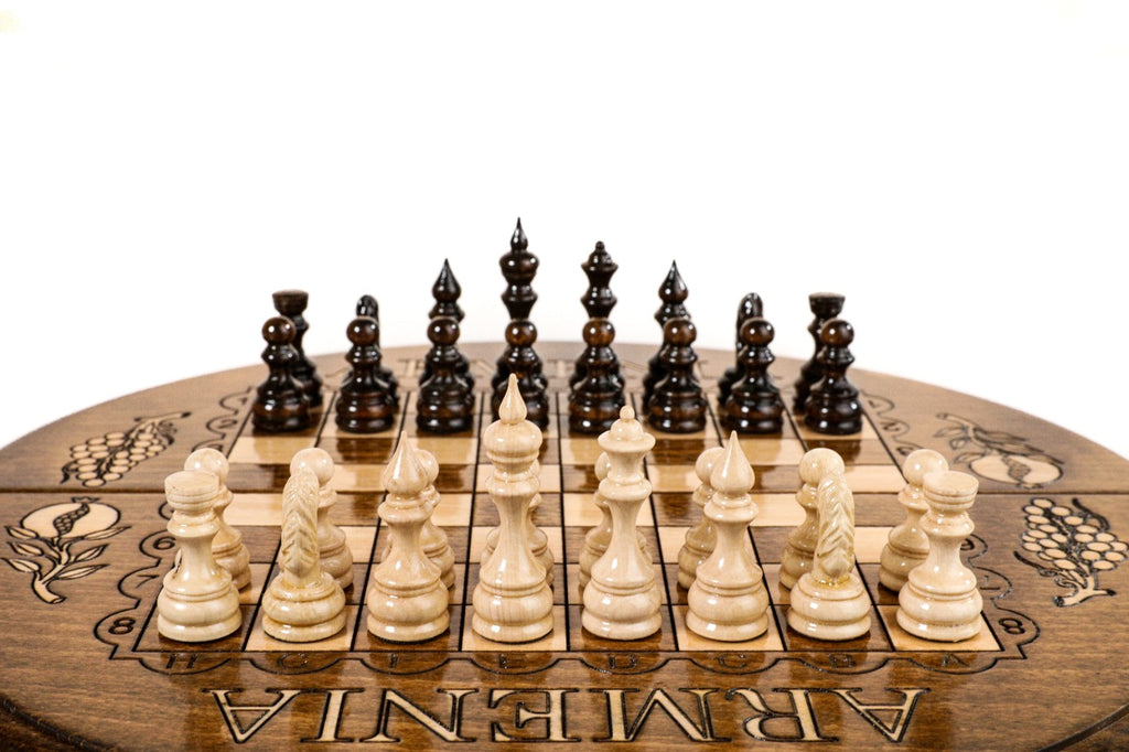 Handmade Wooden Circular Chess Set, 30 cm - photo 5