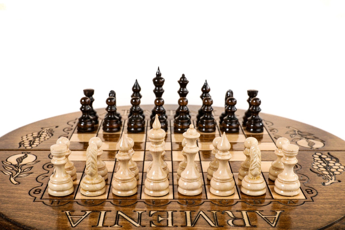 Handmade Wooden Circular Chess Set, 30 cm - photo 5