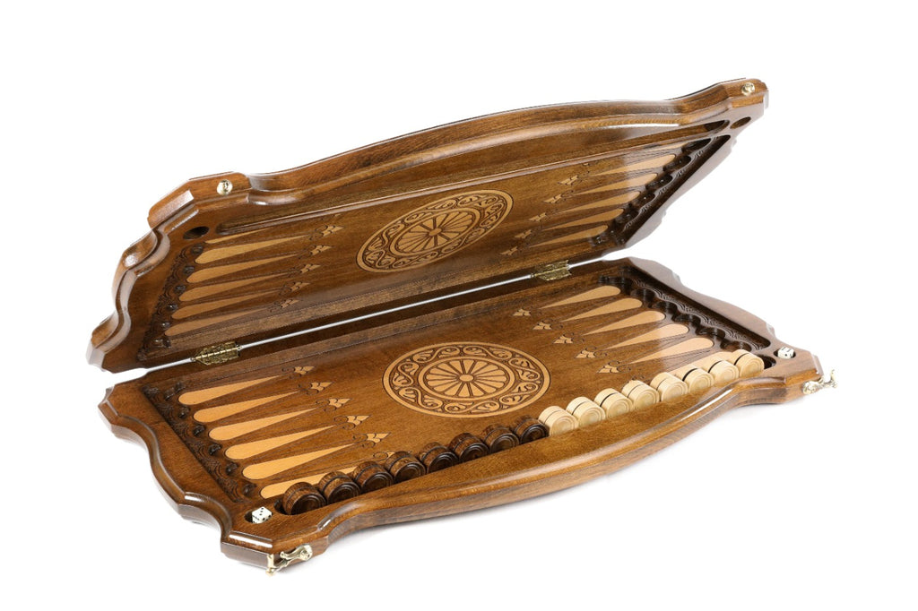 Handmade Wooden Backgammon Set with Russian Coat of Arms, 60 cm - photo 5