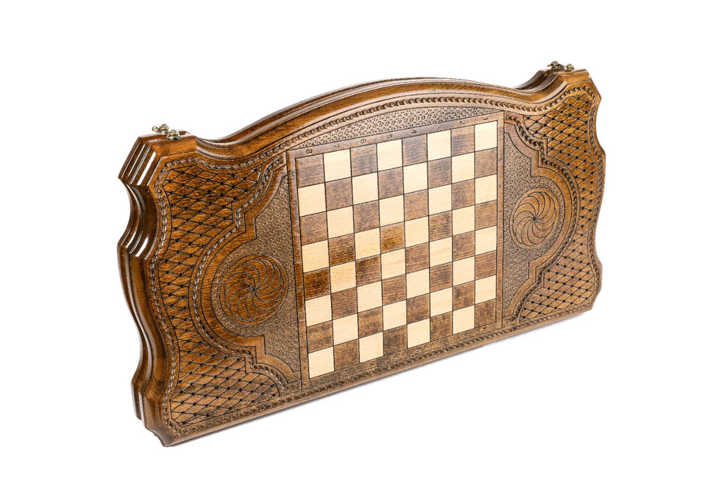 Handmade Wooden Backgammon Set with Russian Coat of Arms, 60 cm - photo 4