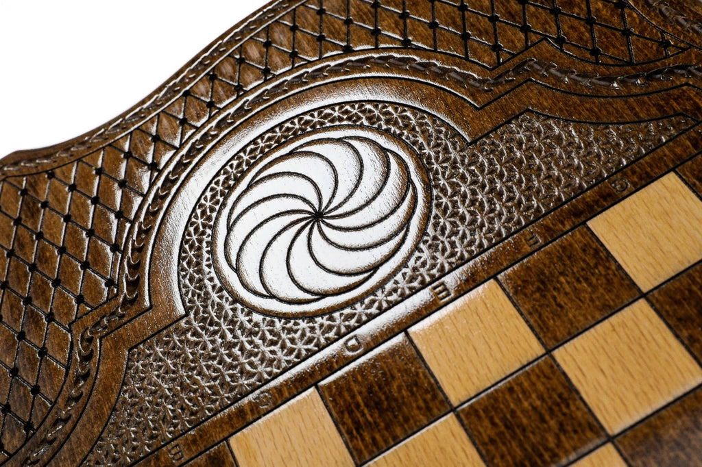 Handmade Wooden Backgammon Set with Russian Coat of Arms, 60 cm - photo 10