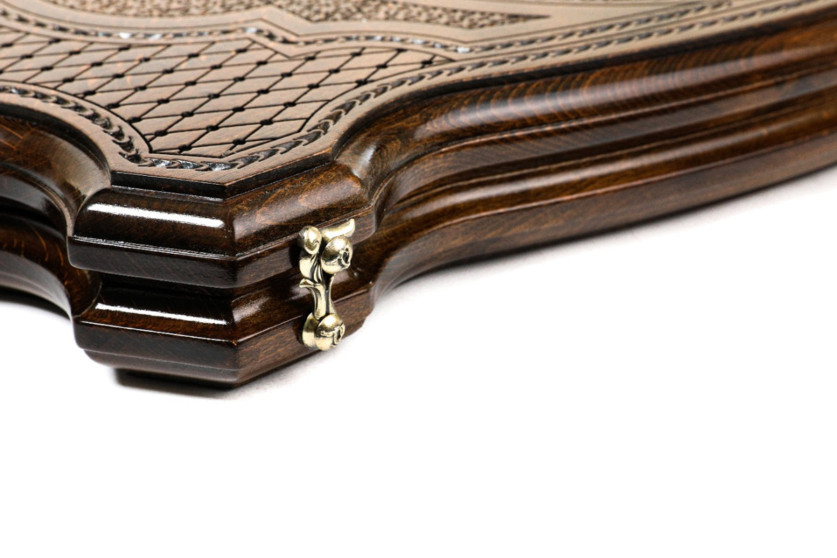Handmade Wooden Two-Sided Backgammon Set with Georgian Coat of Arms, 60 cm - photo 8