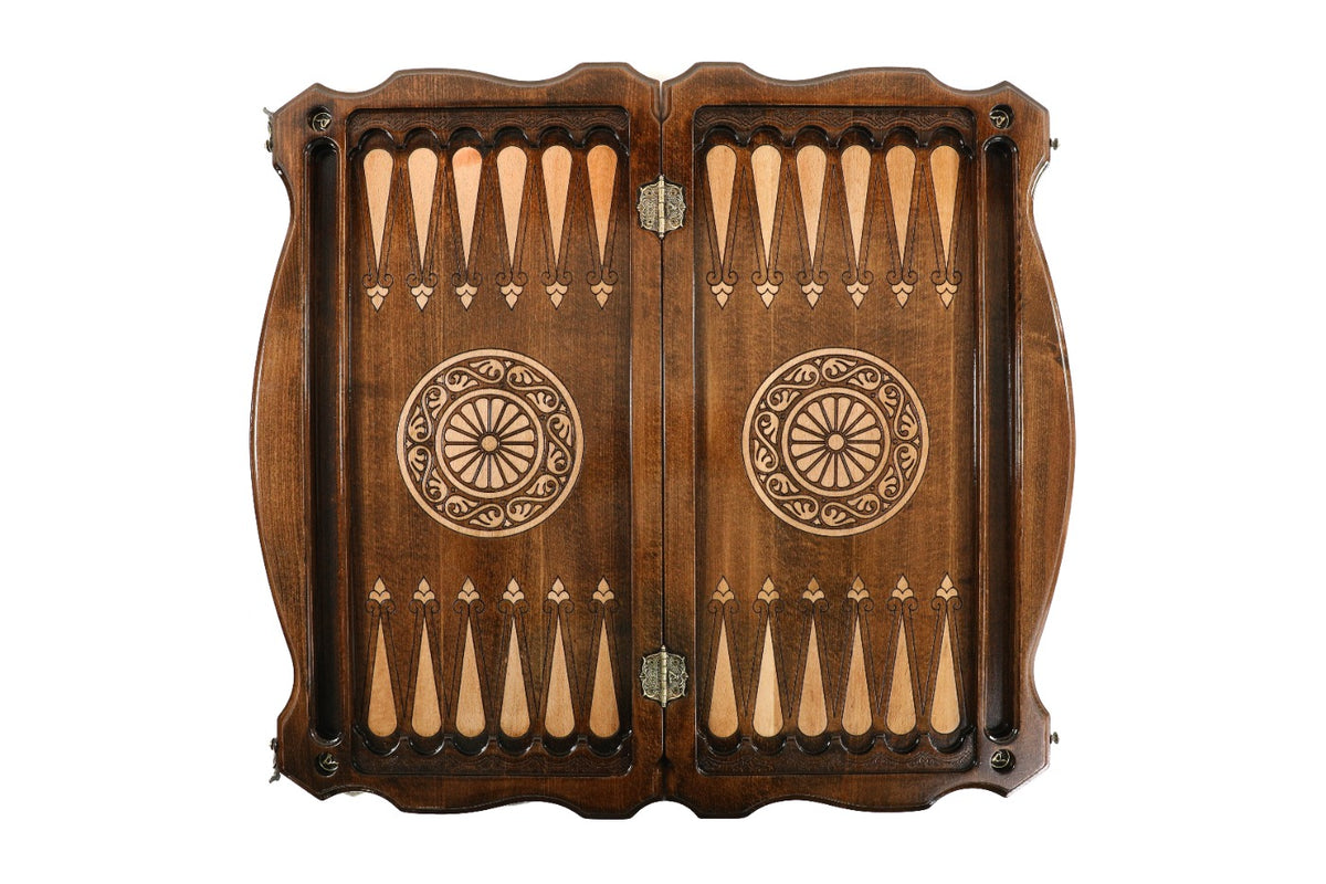 Handmade Wooden Two-Sided Backgammon Set with Georgian Coat of Arms, 60 cm - photo 12