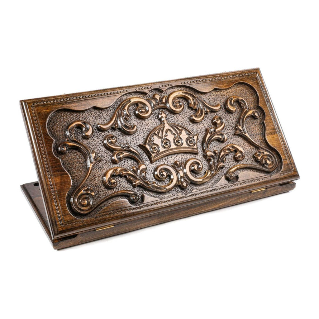 Backgammon Set with Rococo Pattern, 60 cm – handmade wooden nardi board by Hrachya Ohanyan