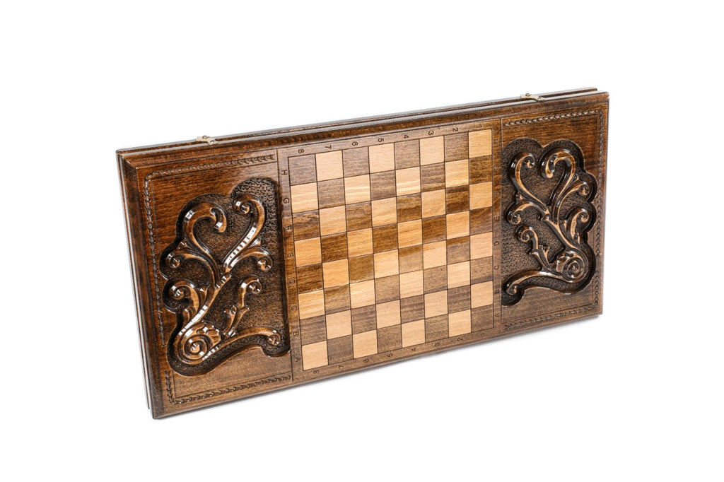 Handmade Wooden Backgammon Set with Rococo Pattern, 60 cm - photo 4