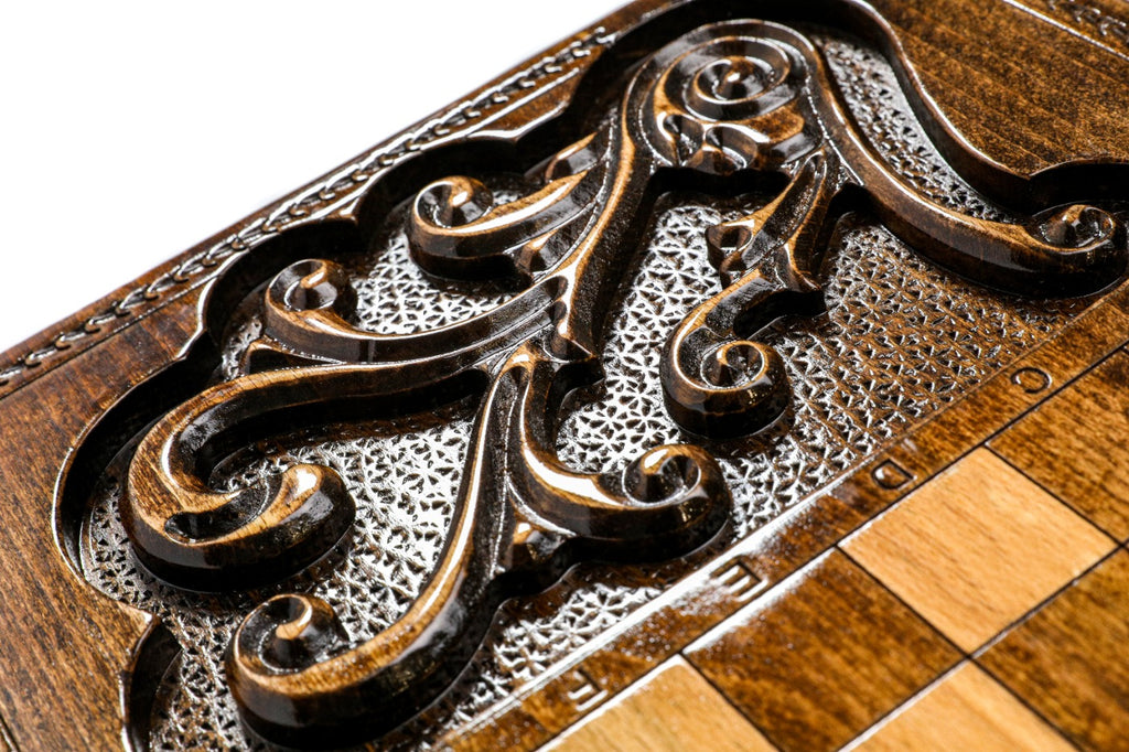 Handmade Wooden Backgammon Set with Rococo Pattern, 60 cm - photo 10