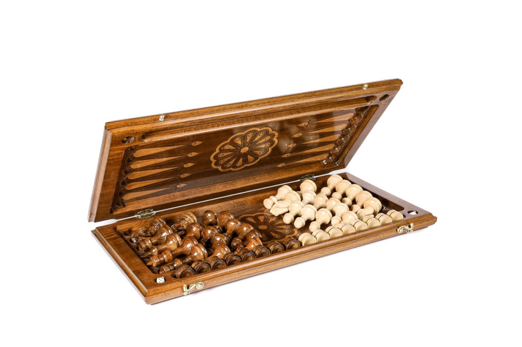 Handmade Wooden Chess and Backgammon Set with Ornamental Braid Pattern, 60 cm - photo 6