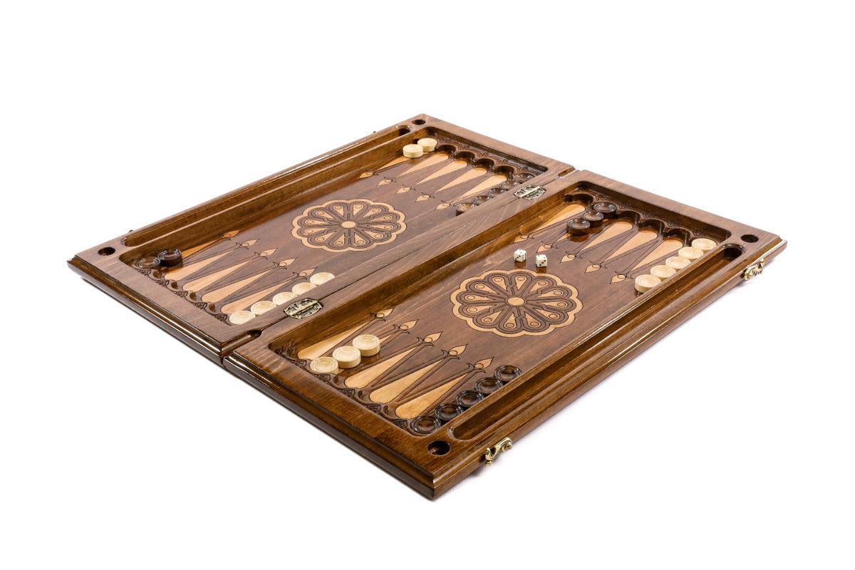 Handmade Wooden Chess and Backgammon Set with Ornamental Braid Pattern, 60 cm - photo 3