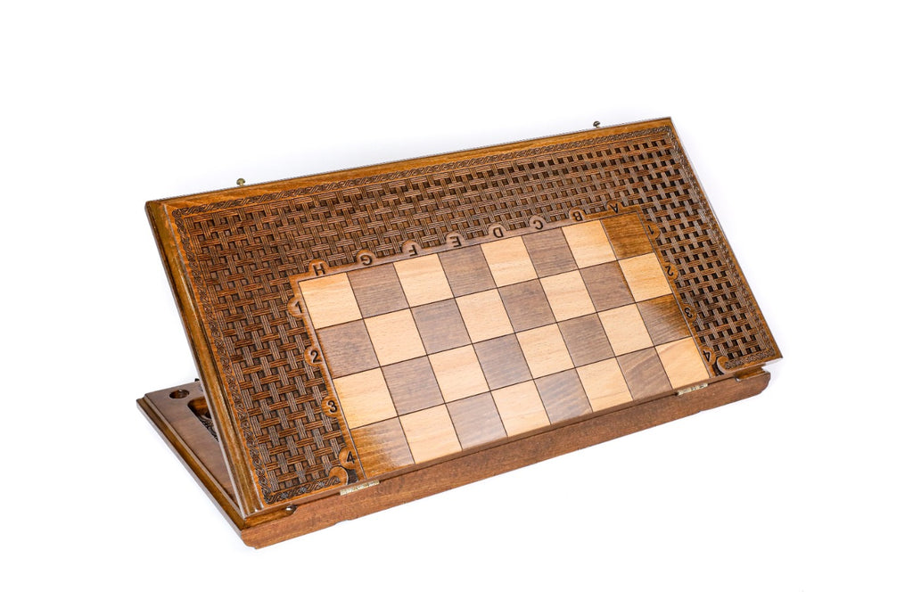 Handmade Wooden Chess and Backgammon Set with Ornamental Braid Pattern, 60 cm - photo 4