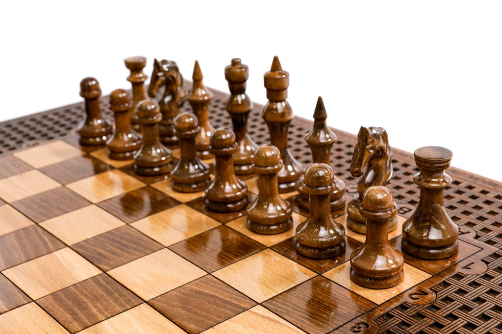 Handmade Wooden Chess and Backgammon Set with Ornamental Braid Pattern, 60 cm - photo 8