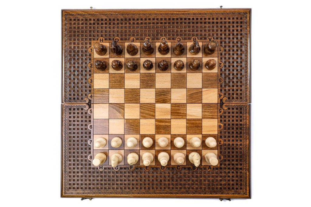 Handmade Wooden Chess and Backgammon Set with Ornamental Braid Pattern, 60 cm - photo 9