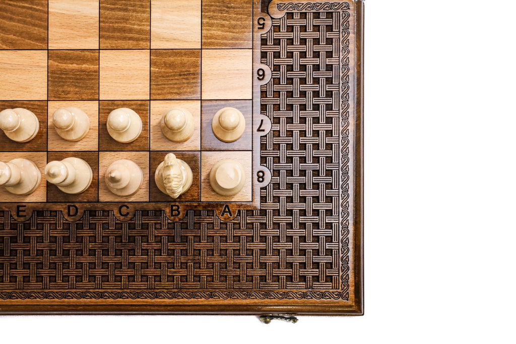 Handmade Wooden Chess and Backgammon Set with Ornamental Braid Pattern, 60 cm - photo 10