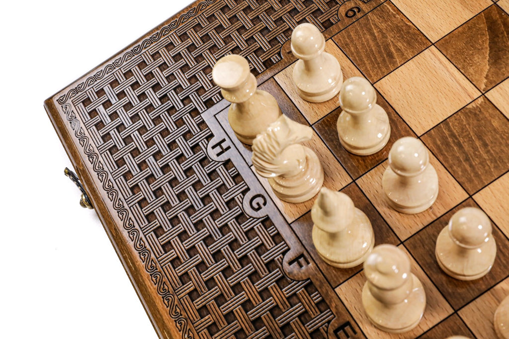 Handmade Wooden Chess and Backgammon Set with Ornamental Braid Pattern, 60 cm - photo 11