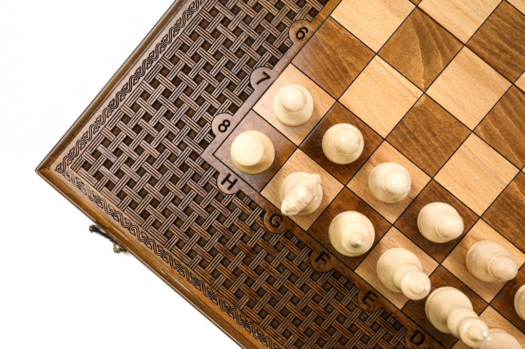 Handmade Wooden Chess and Backgammon Set with Ornamental Braid Pattern, 60 cm - photo 12