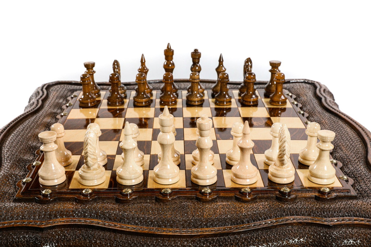 Handmade Wooden Table Chess Set with Drawers, 60 cm - photo 5