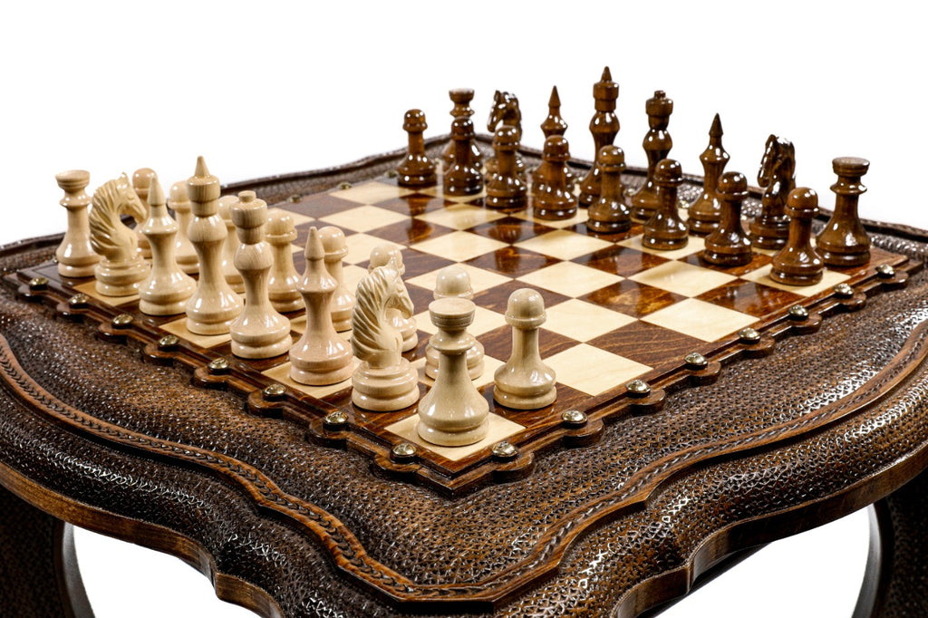 Handmade Wooden Table Chess Set with Drawers, 60 cm - photo 2